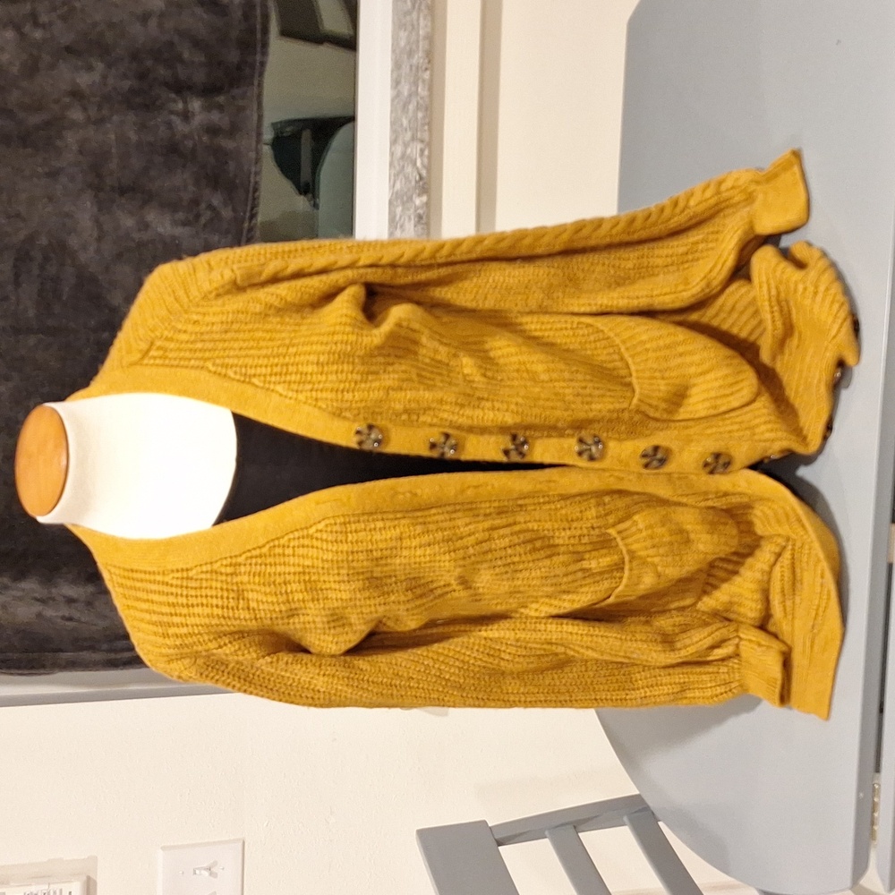 Mustard yellow button up sweater